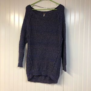 Free People Women's Purple Sweater Scoop Neck Long Sleeve Large READ